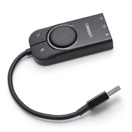 Внешняя звуковая карта USB 2.0 с управлением Ugreen CM129 черная