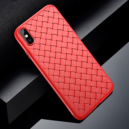 Чехол для iPhone X, XS гелевый ультратонкий Rock Ultrathin Weave красный