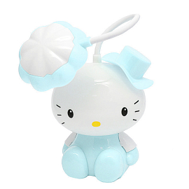 Лампа светодиодная настольная беспроводная с ночником Cartoon LD556 Hello Kitty голубая