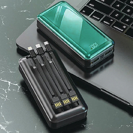 Внешний аккумулятор PowerBank DX35S 20000мАч (2 x USB, Type-C, MicroUSB, QC. PD, 22.5Вт) с фонариком сине-зеленый
