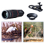 Объектив для телефона универсальный 4-в-1: Telephoto 18Х, Fisheye, Wide-Angle, Macro Apexel APL-T18 + штатив для телефона