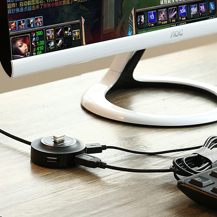 USB 2.0 HUB (разветвитель) на 4 порта Ugreen CR106 с питанием MicroUSB черный