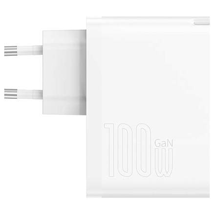 Зарядное устройство сетевое с USB и Type-C входами 100W Baseus GaN5 Pro (быстрая зарядка QC, PD) белое