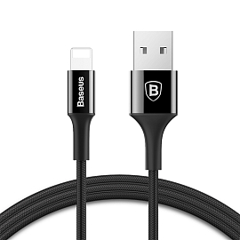 Кабель USB - Lightning для зарядки iPhone 1 м 2А плетеный Baseus Shining черный