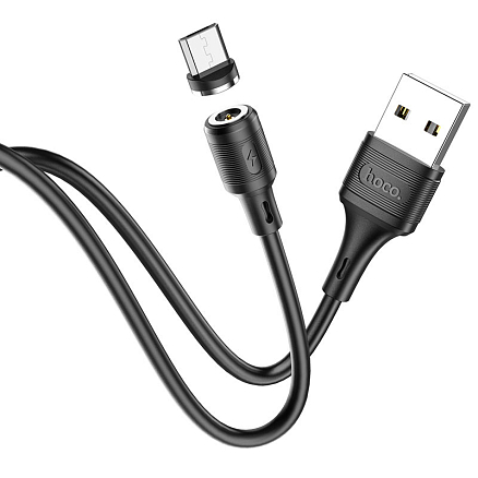 Кабель USB - MicroUSB для зарядки 1 м 2.4А магнитный Hoco X52 Sereno черный