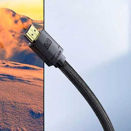 Кабель HDMI - HDMI (папа - папа) длина 3 м версия 2.1 8K 60Hz плетеный Baseus High Definition черный