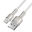 Кабель USB - Lightning для зарядки iPhone 1 м 2.4А плетеный Baseus Cafule Metal Data бело-серебристый