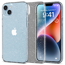 Чехол для iPhone 14 Plus гелевый с блестками Spigen Liquid Crystal Glitter прозрачный