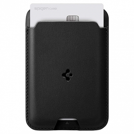 Кожаный карман для карточки на телефон Spigen Valentinus черный