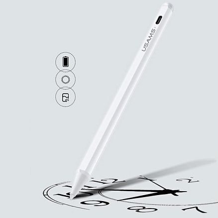 Стилус активный для Apple iPad тонкий 1,2 мм Usams ZB135 белый