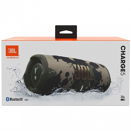 Портативная колонка JBL Charge 5 с защитой от воды и аккумулятором для телефона на 7500мАч камуфляж
