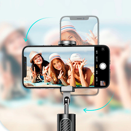 Монопод (палка для селфи) Bluetooth с кнопкой и треногой Nova Phantom 202 черный