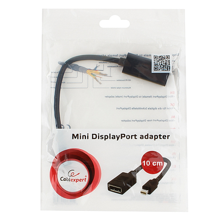 Переходник Mini DisplayPort - DisplayPort (папа - мама) 14,5 см Cablexpert черный