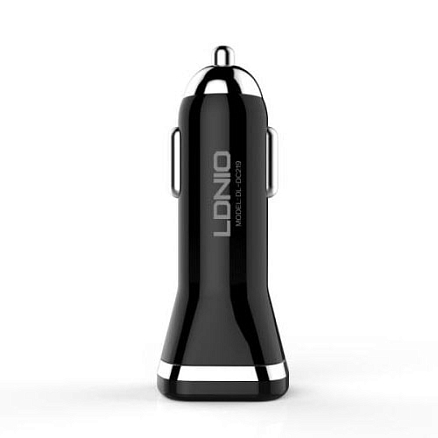 Зарядное устройство автомобильное с двумя USB входами 2.1A и Lightning кабелем Ldnio DL-C219 черное