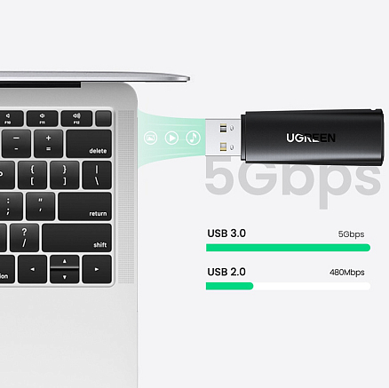Картридер USB 3.0 для SD и MicroSD Ugreen CM264 черный
