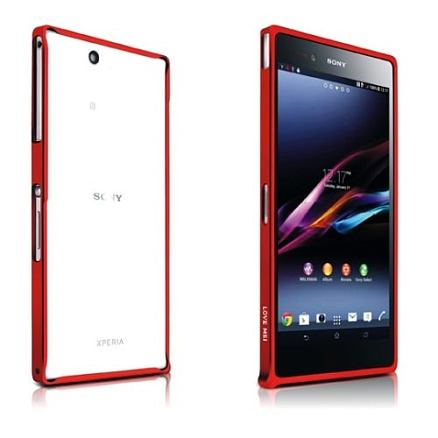 Чехол для Sony Xperia Z Ultra XL39H Бампер алюминиевый ультратонкий Love Mei 0,7мм красный
