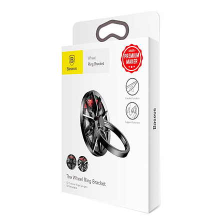 Держатель для телефона на палец Baseus Wheel B1S черно-серебристый