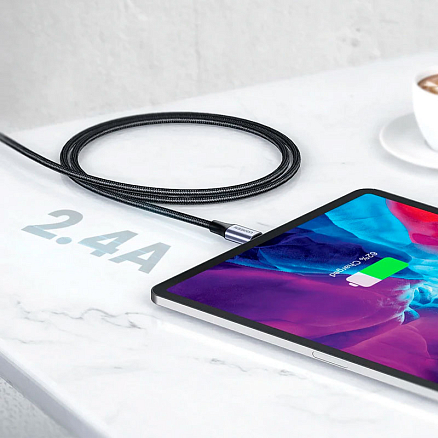 Кабель USB - Lightning для зарядки iPhone 2 м 2.4А MFi плетеный Ugreen US199 черный