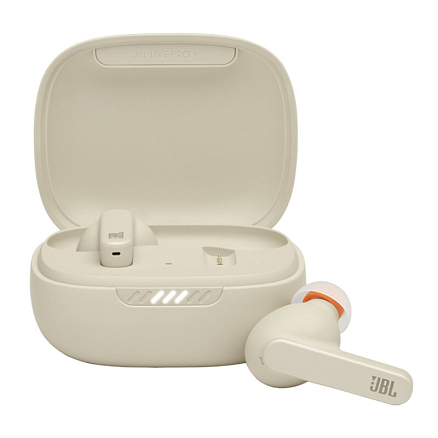 Наушники TWS беспроводные JBL Live Pro+ вакуумные с микрофоном и шумоподавлением бежевые