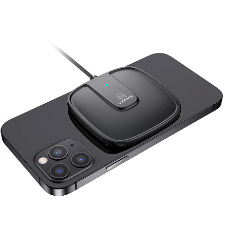 Беспроводная магнитная зарядка MagSafe для iPhone 15W Usams US-CD153 черная