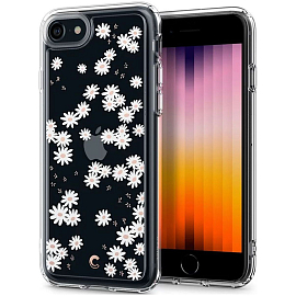 Чехол для iPhone 7, 8, SE 2020, SE 2022 гибридный Spigen Cyrill Cecile White Daisy прозрачный