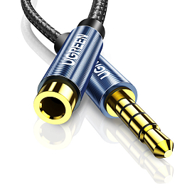 Кабель-удлинитель 3,5 мм - 3,5 мм (папа - мама) с поддержкой микрофона 1 м Ugreen AV118 черный