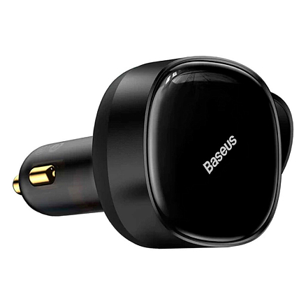 Зарядное устройство автомобильное с кабелем 2 х Type-C 33W Baseus Enjoyment Retractable (быстрая зарядка PD) черное