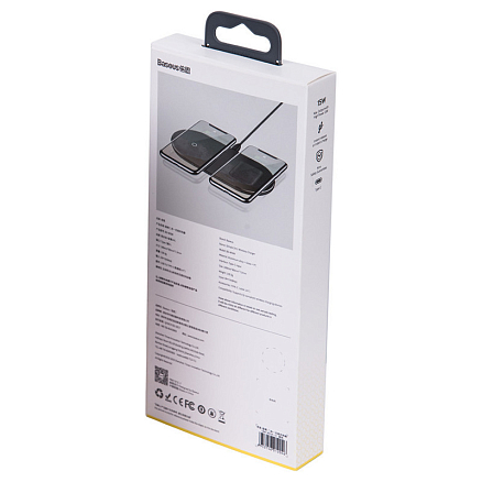 Беспроводная зарядка 2-в-1 для телефона и AirPods Baseus Simple Turbo (быстрая зарядка) черная