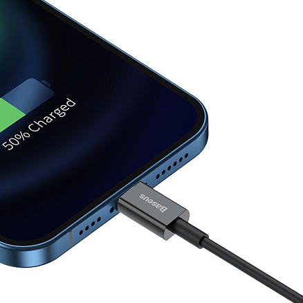 Кабель USB - Lightning для зарядки iPhone 1 м 2.4А Baseus Superior черный