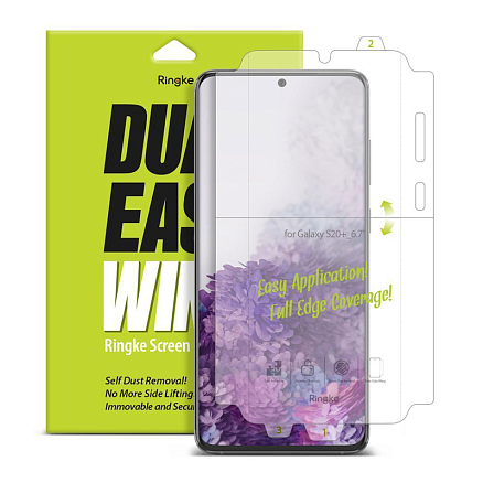Пленка защитная Samsung Galaxy S20+ на весь экран и торцы Ringke Dual Easy прозрачная 2 шт.