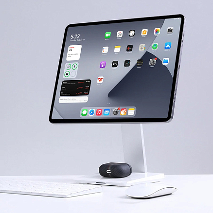 Подставка для iPad магнитная с беспроводной зарядкой для телефона Pitaka MagEZ Stand белый мрамор