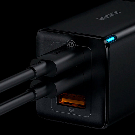 Зарядное устройство сетевое с USB и двумя Type-C входами 3А 65W Baseus GaN3 Pro (быстрая зарядка QC 4.0, 3.0, PD) черное