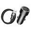 Зарядное устройство автомобильное с двумя USB входами 3.4A и Type-C кабелем Baseus Small Screw (быстрая зарядка QC 3.0) черное