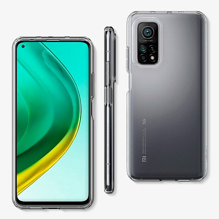 Чехол для Xiaomi Mi 10T, Mi 10T Pro гелевый ультратонкий Spigen Liquid Crystal прозрачный