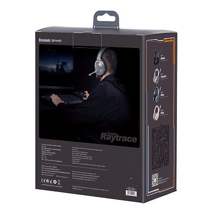 Наушники Baseus GAMO D05 полноразмерные с микрофоном и пультом управления игровые серебристые