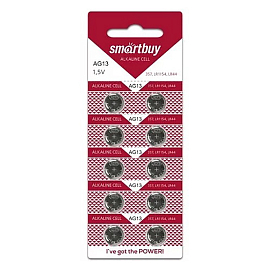 Батарейка AG13 (LR44) Alkaline Smartbuy SBBB-AG13-10B упаковка 10шт.