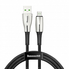 Кабель USB - MicroUSB для зарядки 0,5 м 4А плетеный Baseus Waterdrop (быстрая зарядка) черный