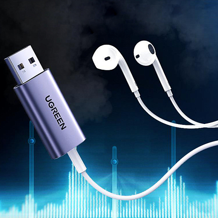 Внешняя звуковая карта USB 2.0 Ugreen CM383 серая