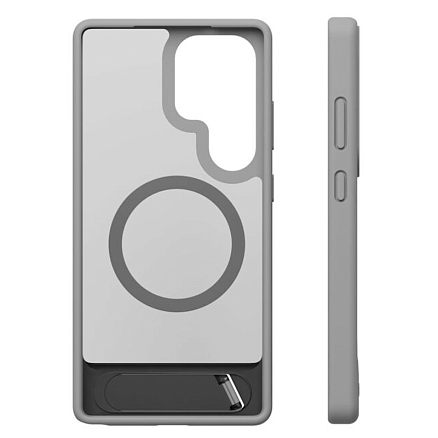 Чехол для Samsung Galaxy S25 гибридный с подставкой VLP Reels Magsafe прозрачно-серый