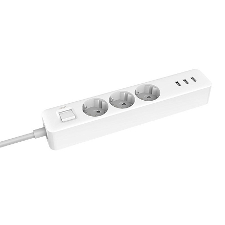 Сетевой фильтр на 3 розетки 3 USB 3.1A длина 1,4 м Xiaomi Mi Smart Power Strip белый