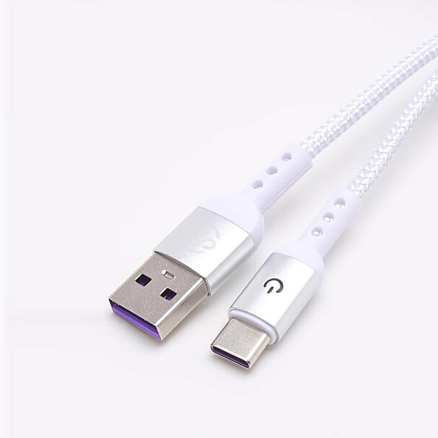 Кабель Type-C - USB для зарядки 1 м 5А плетеный Digitalpart TC-310 белый
