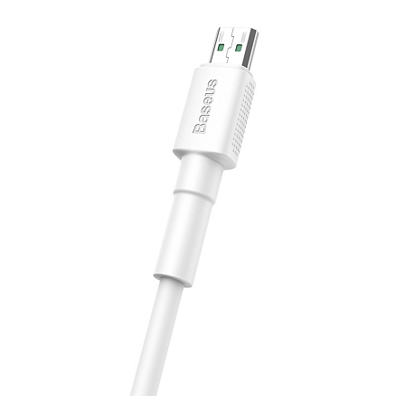 Кабель USB - MicroUSB для зарядки 1 м 4А 20W Baseus Mini White (быстрая зарядка QC) белый