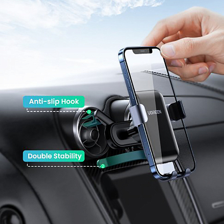 Держатель автомобильный в решетку обдува с гравитационным зажимом Ugreen LP274 серый