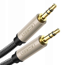 Кабель 3,5 мм - 3,5 мм (стандартный аудио разъем) Aux 0,5 метра Ugreen AV125 серый