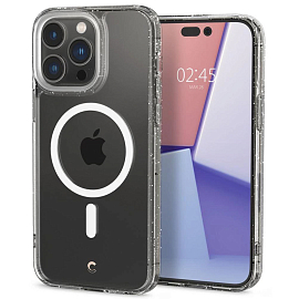 Чехол для iPhone 14 Pro гелевый с блестками Spigen Cyrill Shine MagSafe прозрачный