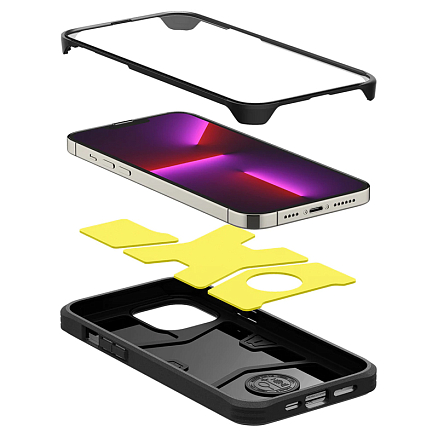 Чехол для iPhone 13 Pro гибридный с защитой экрана Spigen Max Geo Armor 360 черный