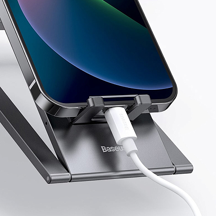 Подставка-держатель для телефона или планшета до 12,9 дюйма Baseus Foldable серая
