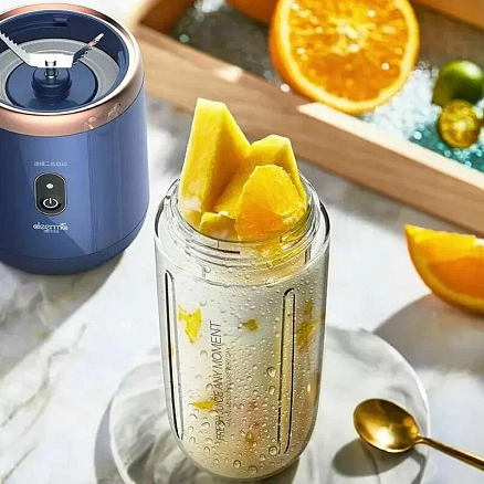Мини блендер портативный для смузи Deerma DEM-NU06 400 мл синий