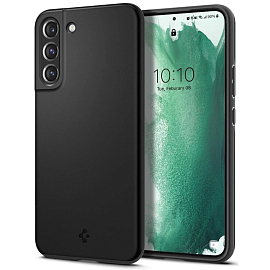 Чехол для Samsung Galaxy S22 пластиковый тонкий Spigen Thin Fit черный