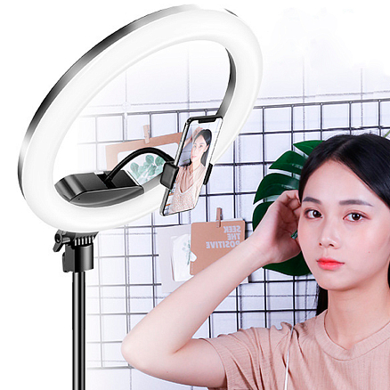 Кольцевая лампа диаметром 32 см с пультом ДУ AL-33 черная